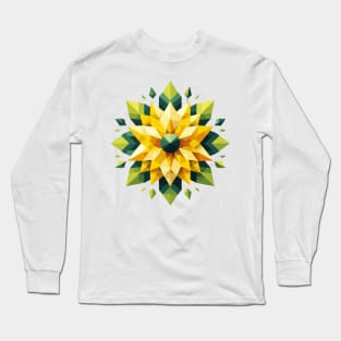 Yellow Abstract Flower Long Sleeve T-Shirt